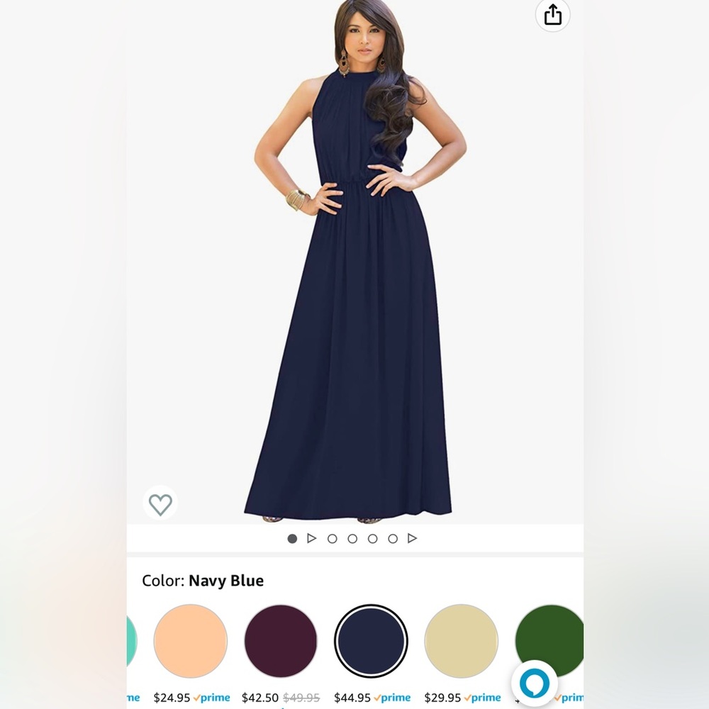 Formal navy halter dress with keyhole back